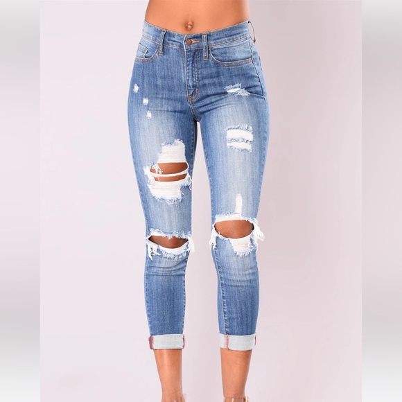 Distressed Denim Jeans - Picture 1 of 2